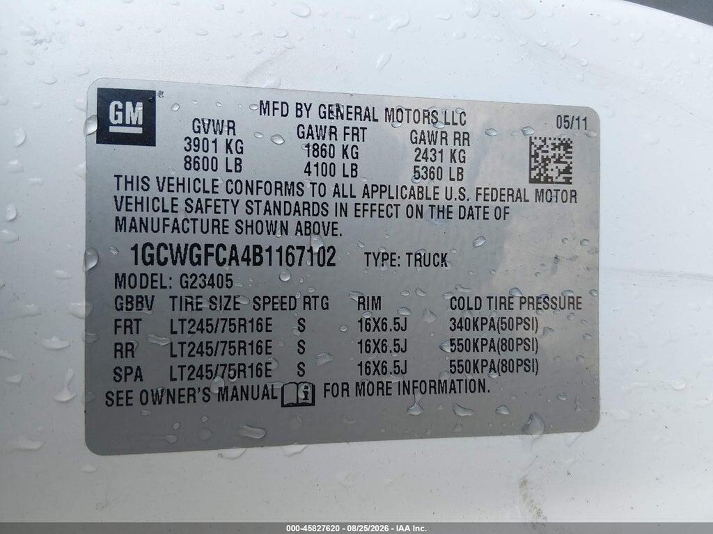 1GCWGFCA4B1167102 2011 CHEVROLET EXPRESS 2500 photo no. 9