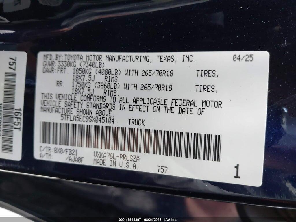 5TFLA5EC9SX045104 2025 TOYOTA TUNDRA photo no. 9