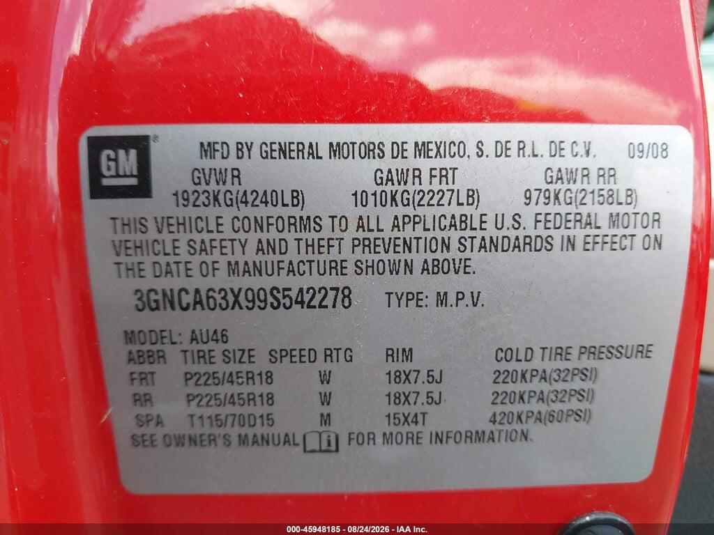 3GNCA63X99S542278 2009 CHEVROLET HHR photo no. 9