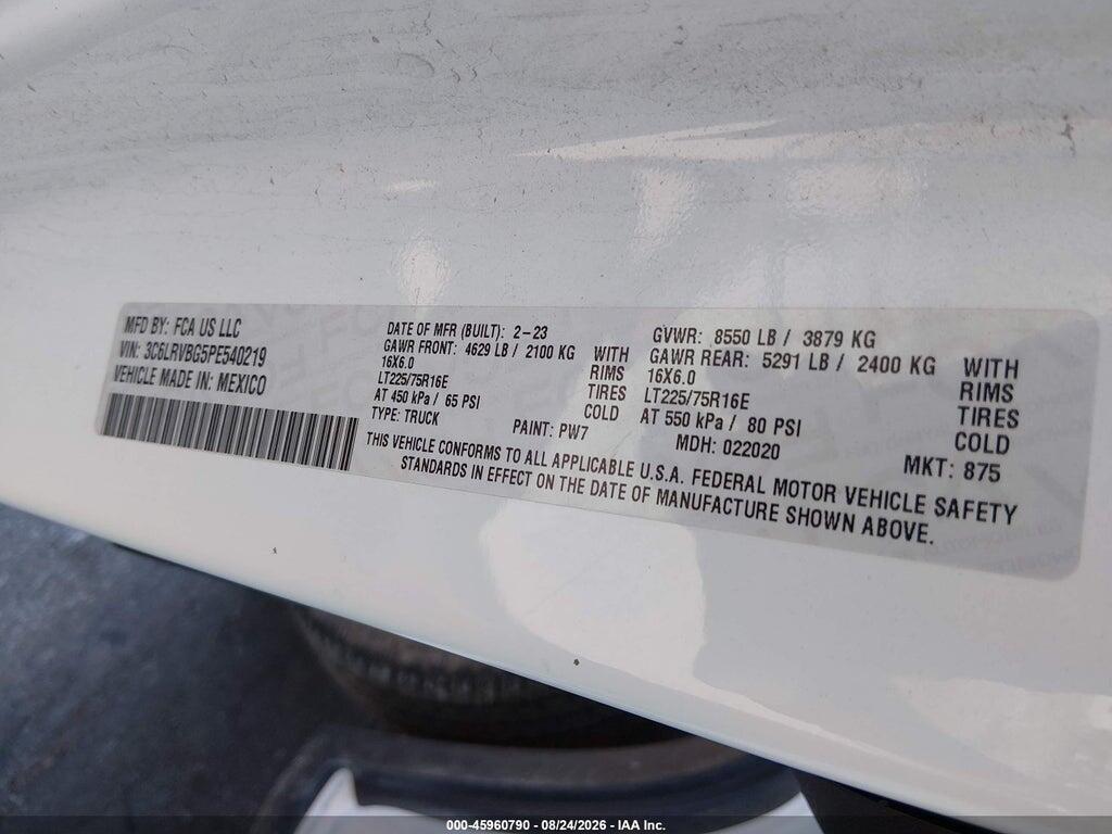 3C6LRVBG5PE540219 2023 RAM PROMASTER 1500 photo no. 9