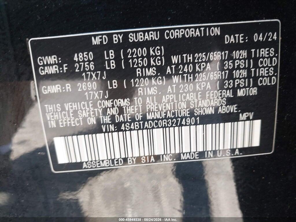4S4BTADC0R3274901 2024 SUBARU OUTBACK photo no. 9