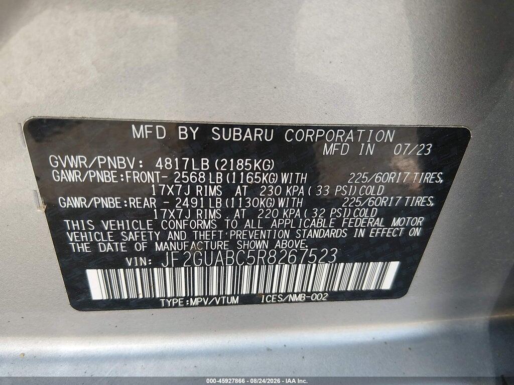 JF2GUABC5R8267523 2024 SUBARU CROSSTREK photo no. 9