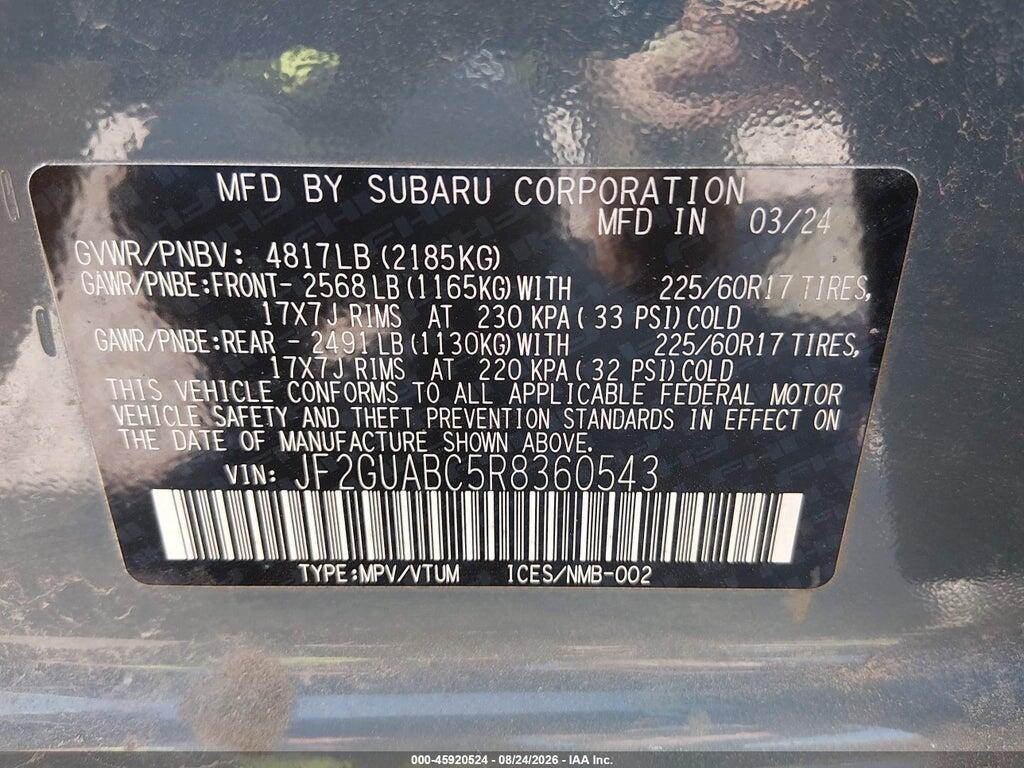 JF2GUABC5R8360543 2024 SUBARU CROSSTREK photo no. 9