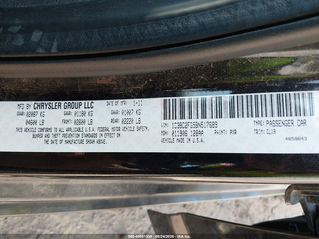1C3BC2FG5BN517689 2011 CHRYSLER 200 photo no. 9