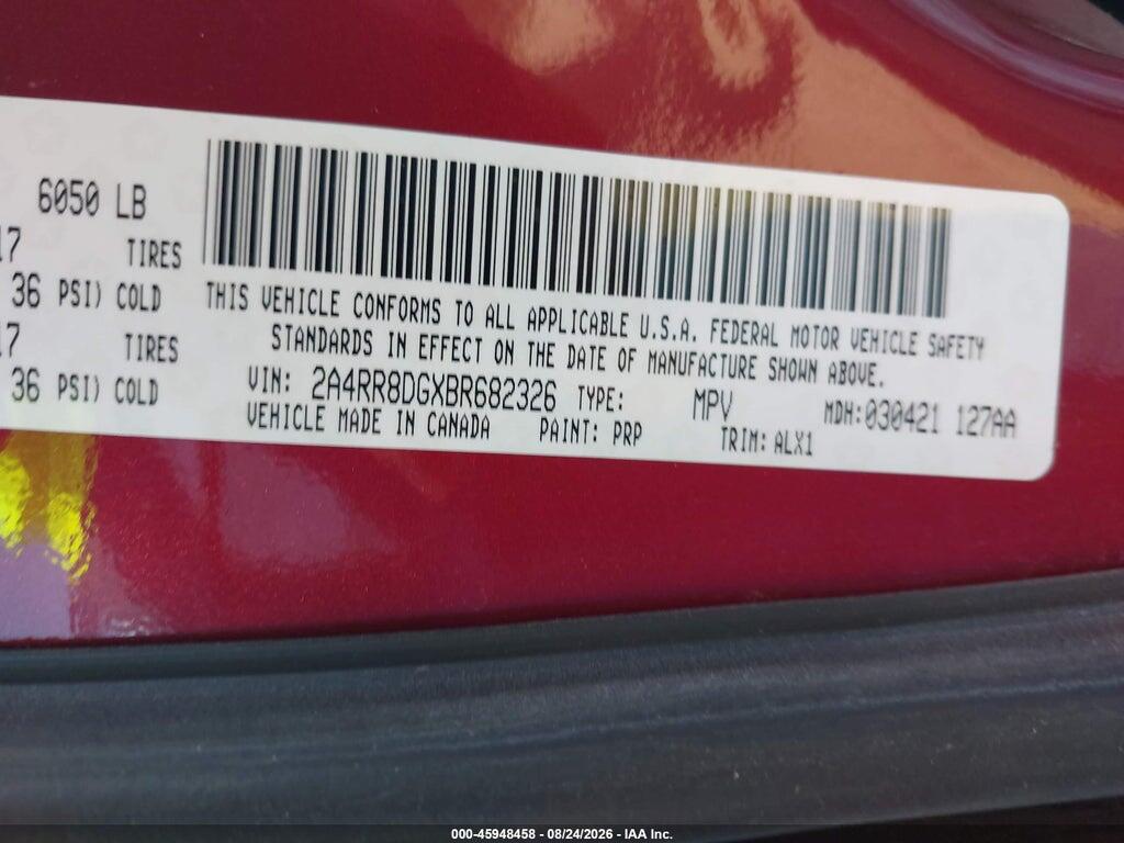 2A4RR8DGXBR682326 2011 CHRYSLER TOWN & COUNTRY photo no. 9