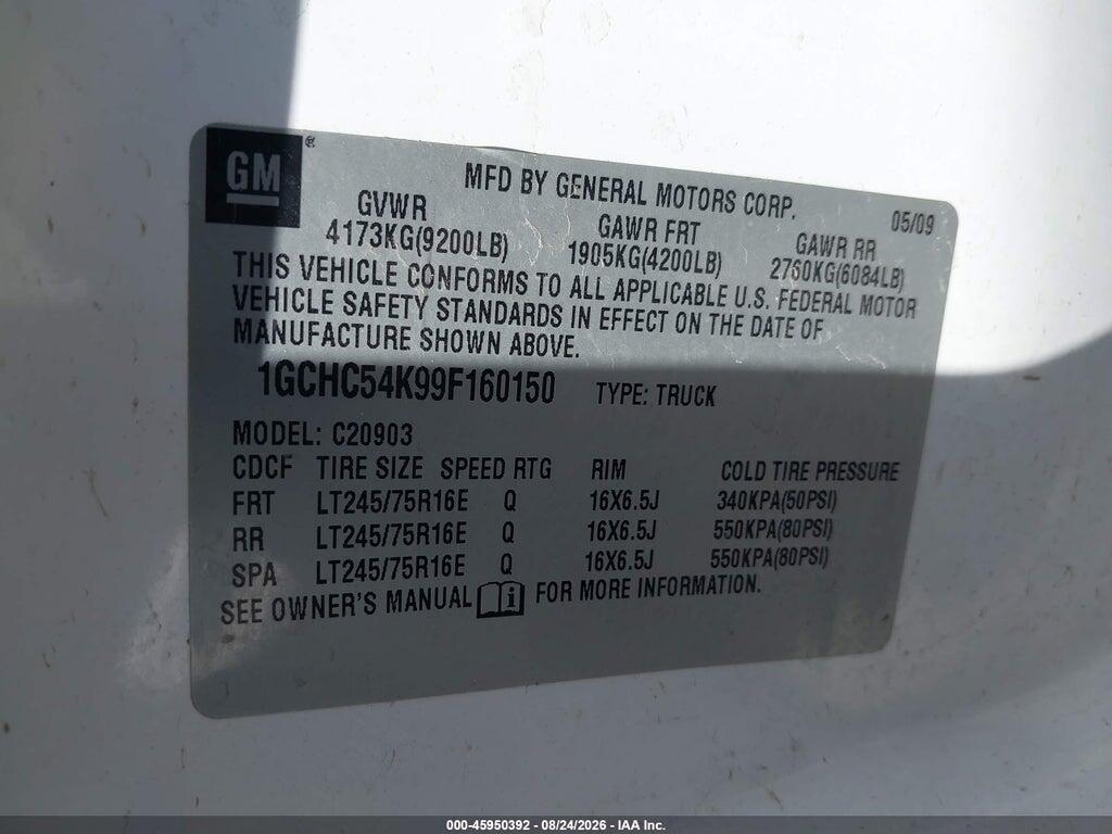 1GCHC54K99F160150 2009 CHEVROLET SILVERADO 2500HD photo no. 9
