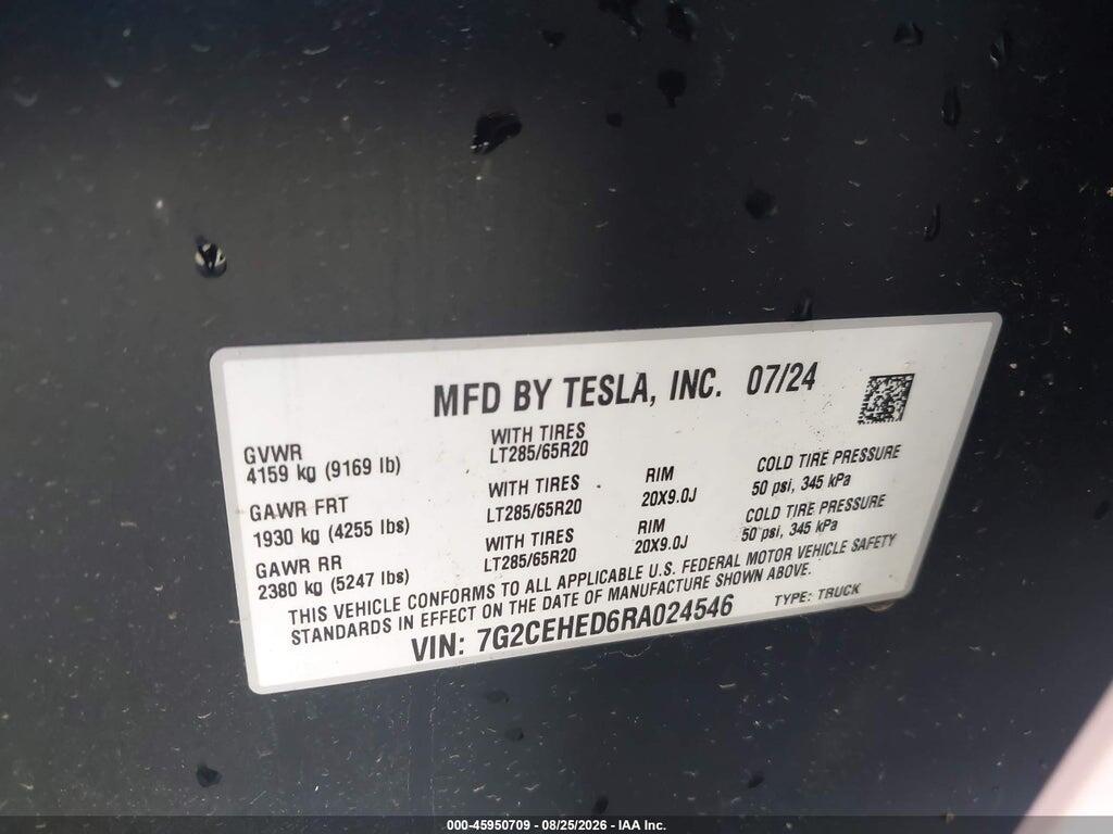 7G2CEHED6RA024546 2024 TESLA CYBERTRUCK photo no. 9