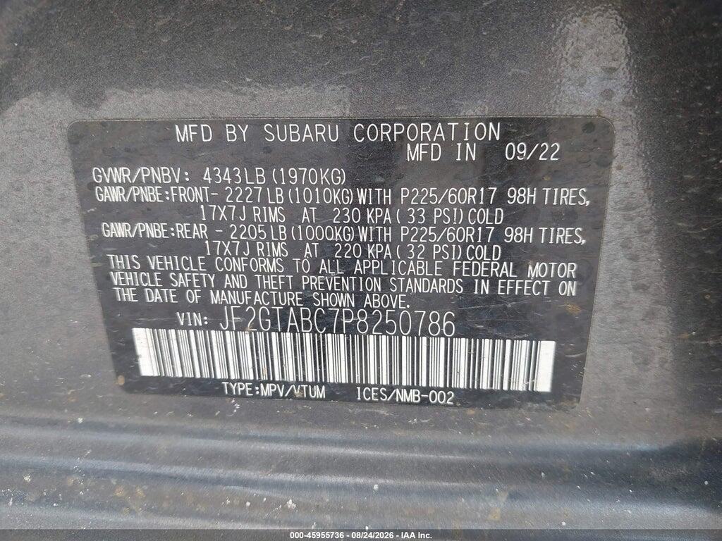 JF2GTABC7P8250786 2023 SUBARU CROSSTREK photo no. 9