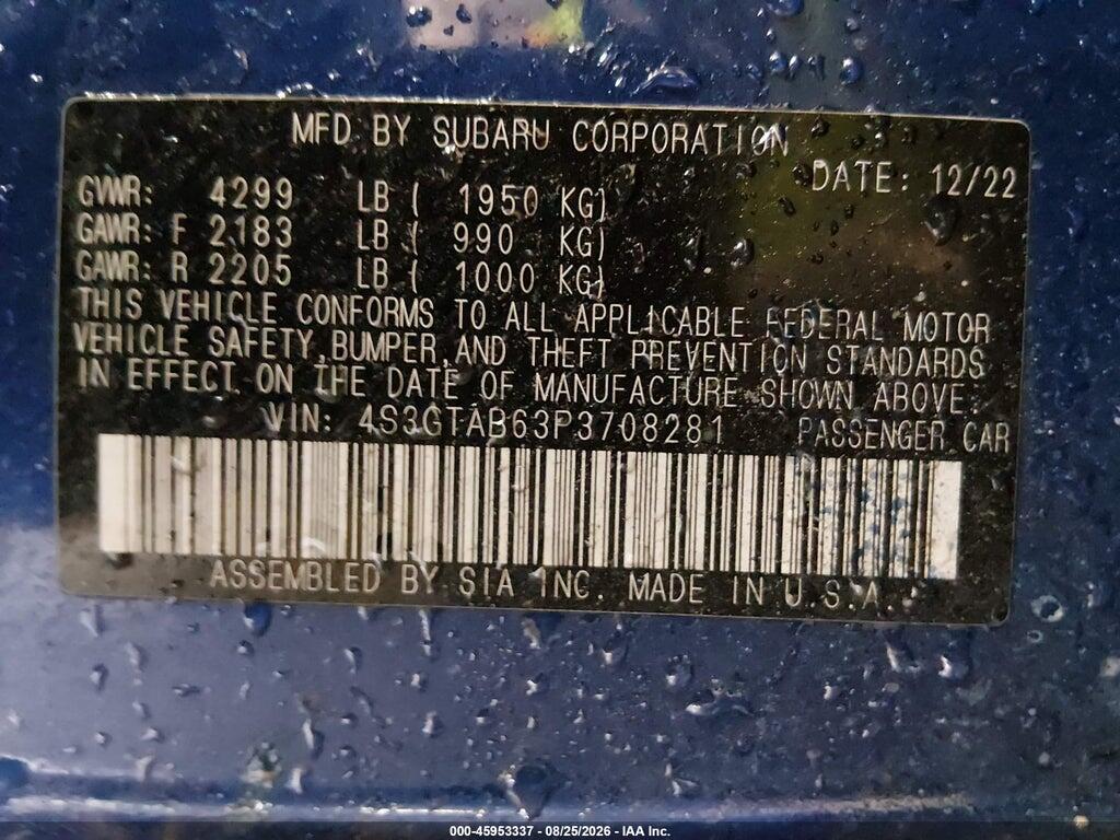 4S3GTAB63P3708281 2023 SUBARU IMPREZA photo no. 9