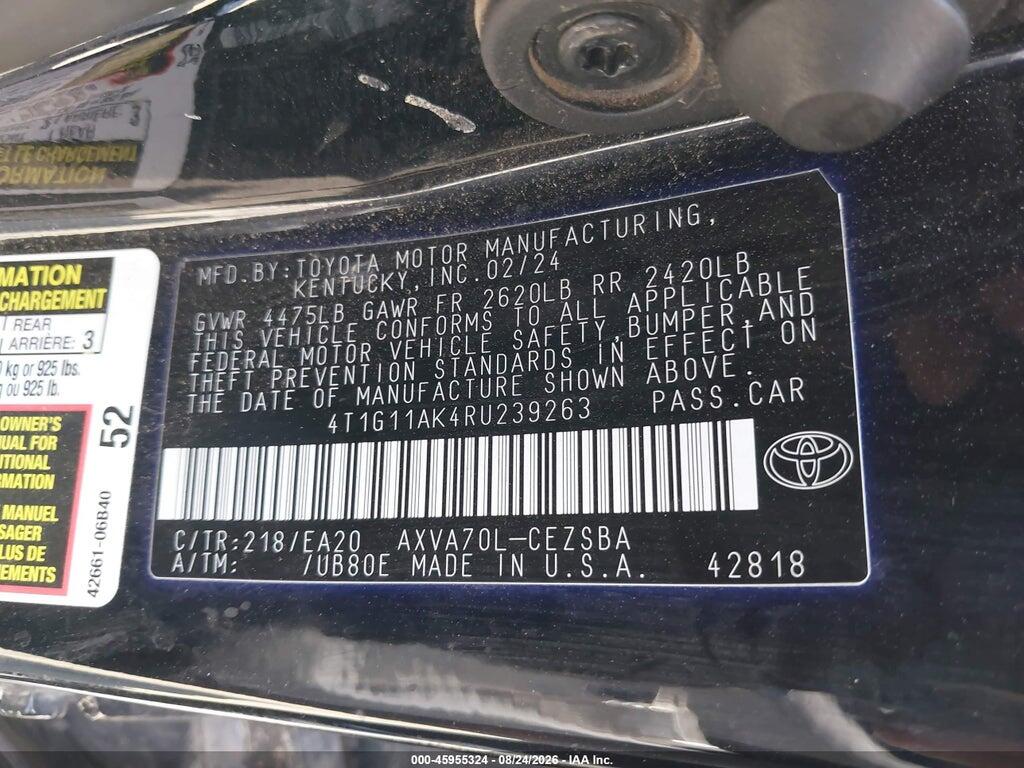 4T1G11AK4RU239263 2024 TOYOTA CAMRY photo no. 8