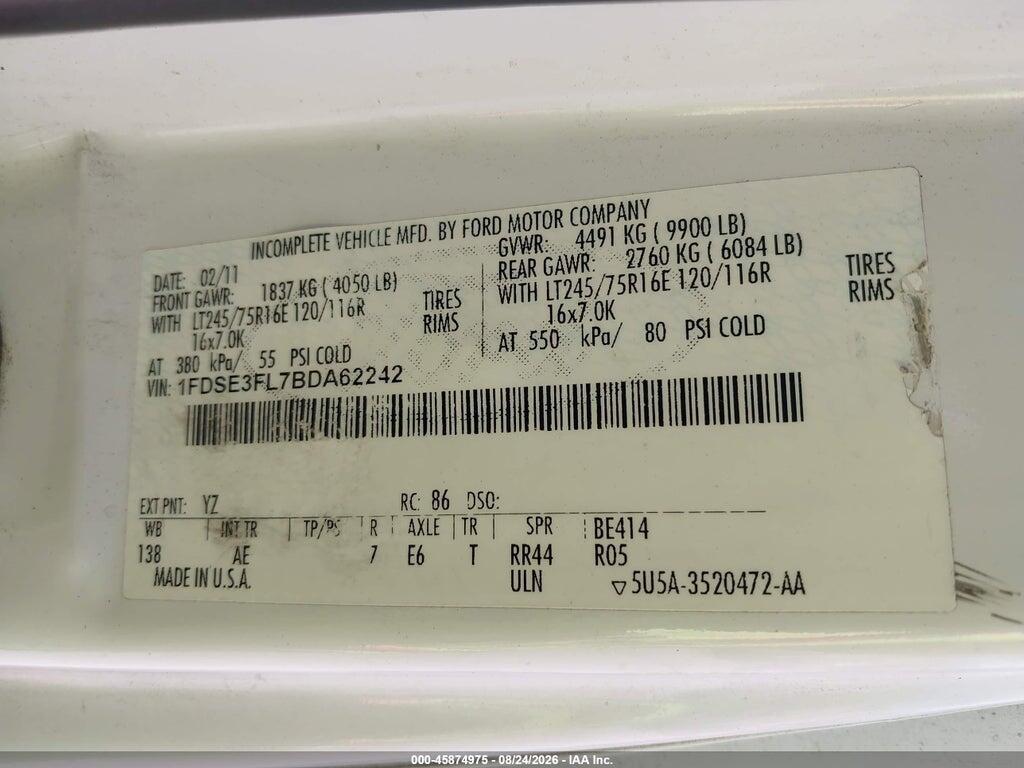 1FDSE3FL7BDA62242 2011 FORD E-350 CUTAWAY photo no. 8