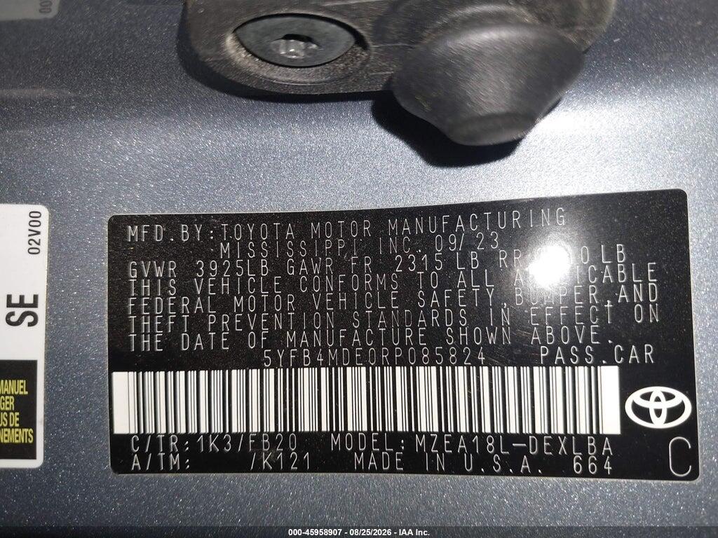 5YFB4MDE0RP085824 2024 TOYOTA COROLLA photo no. 9