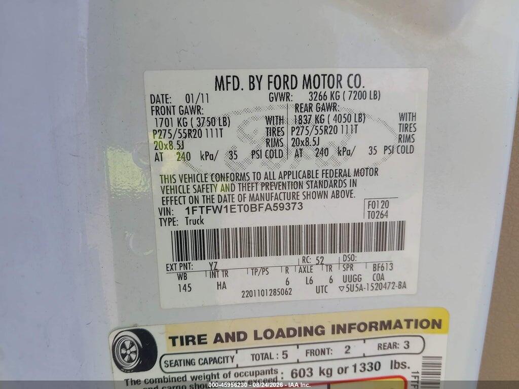 1FTFW1ET0BFA59373 2011 FORD F-150 photo no. 9