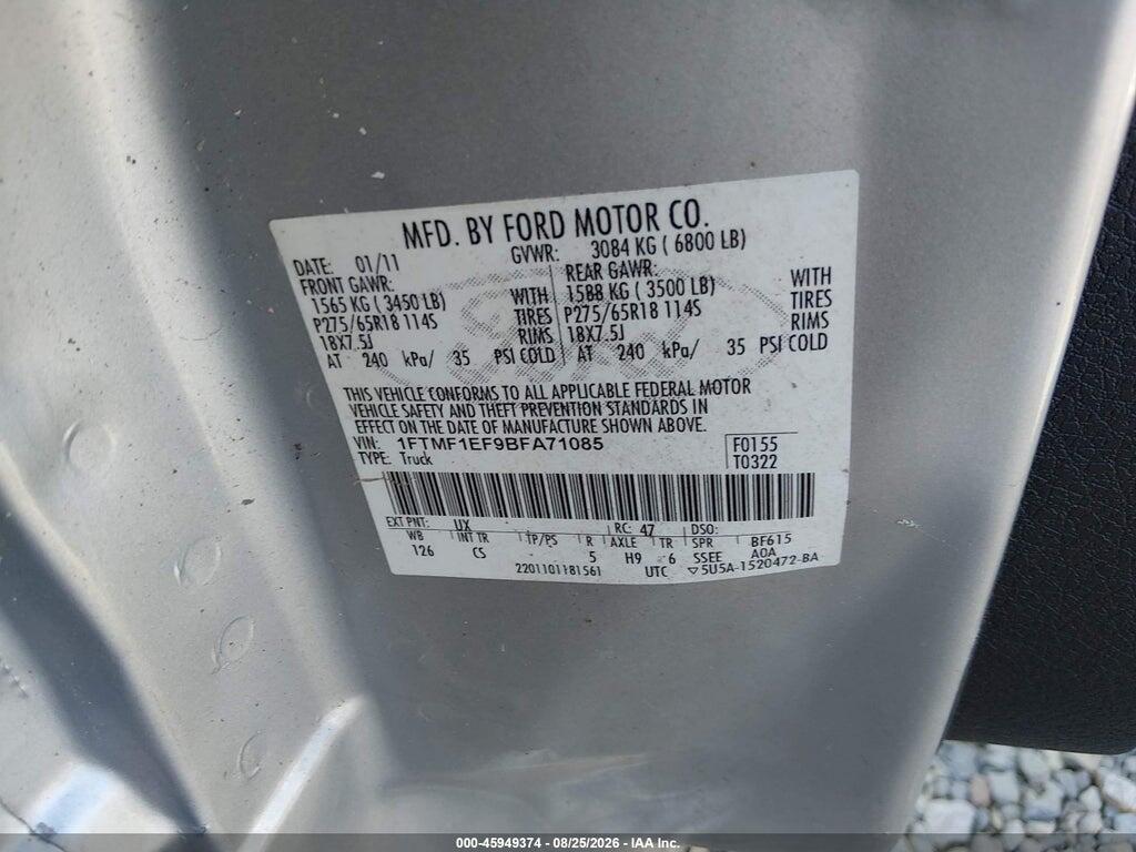 1FTMF1EF9BFA71085 2011 FORD F-150 photo no. 9