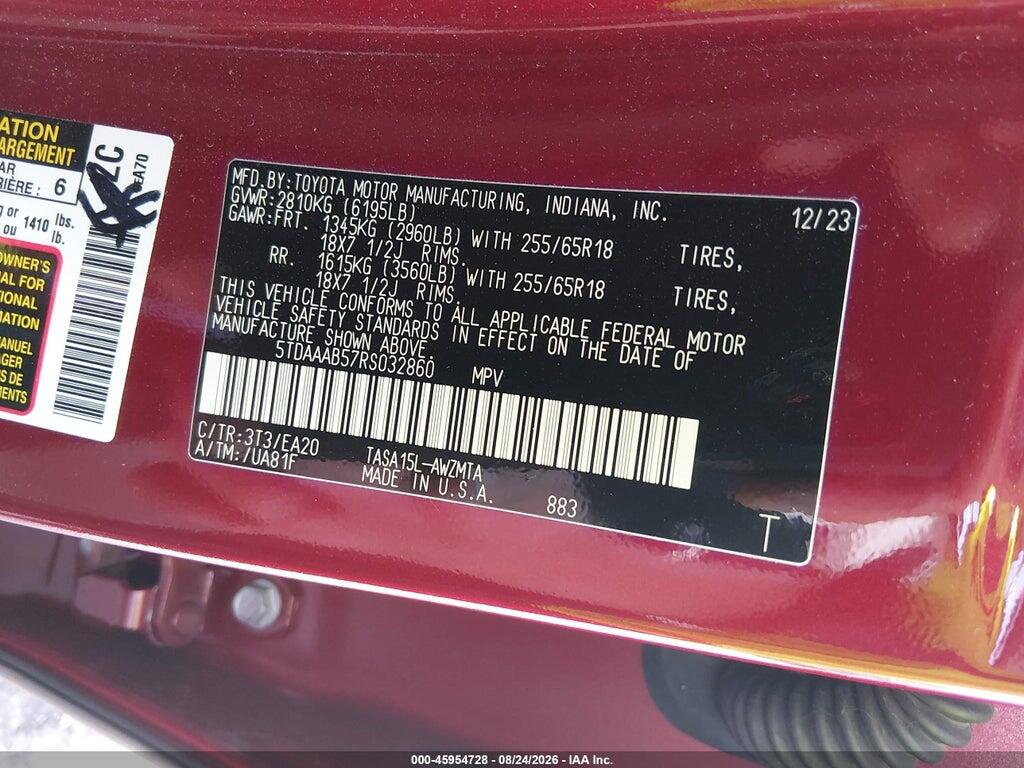 5TDAAAB57RS032860 2024 TOYOTA GRAND HIGHLANDER photo no. 9