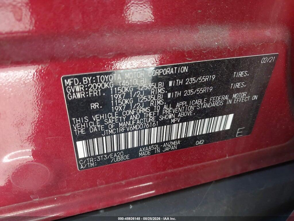 JTMC1RFV6MD076161 2021 TOYOTA RAV4 photo no. 9