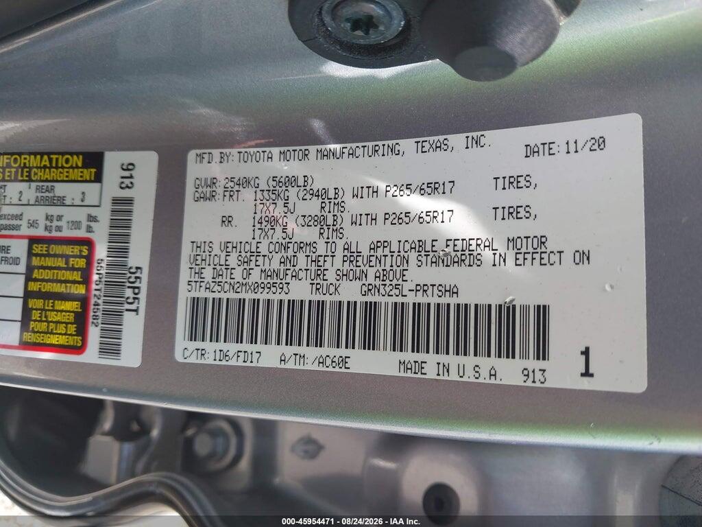 5TFAZ5CN2MX099593 2021 TOYOTA TACOMA photo no. 9