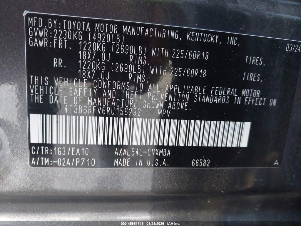 4T3B6RFV6RU156292 2024 TOYOTA RAV4 HYBRID photo no. 9