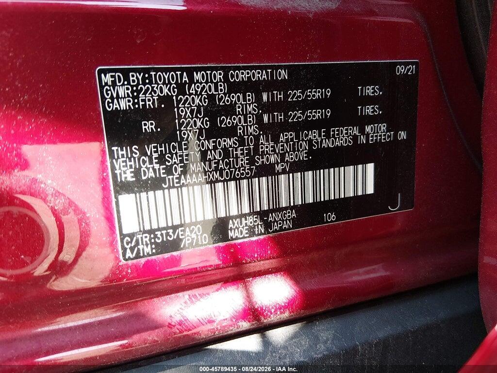 JTEAAAAHXMJ076557 2021 TOYOTA VENZA photo no. 9