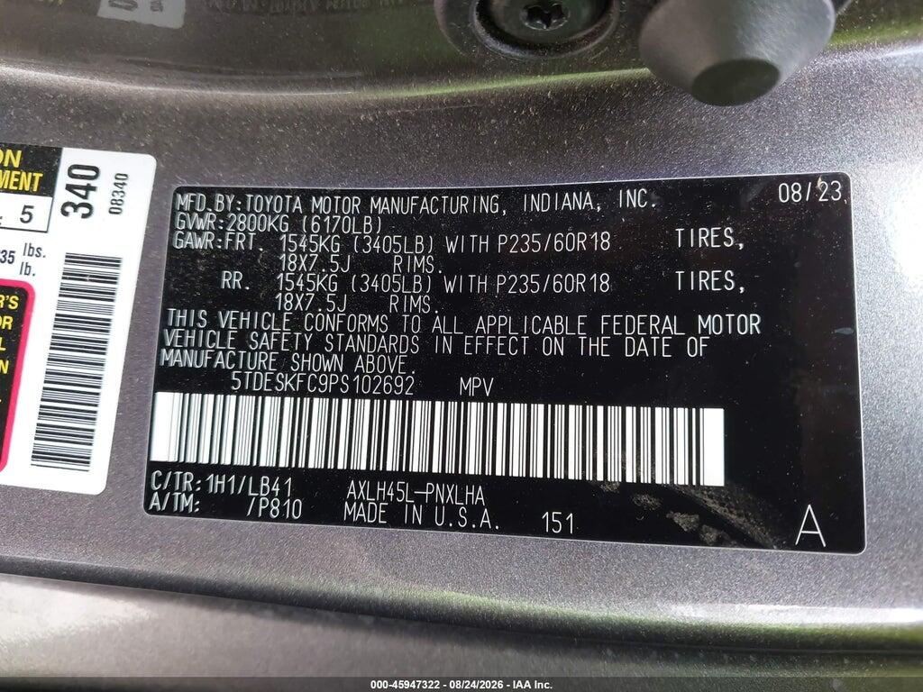 5TDESKFC9PS102692 2023 TOYOTA SIENNA photo no. 9