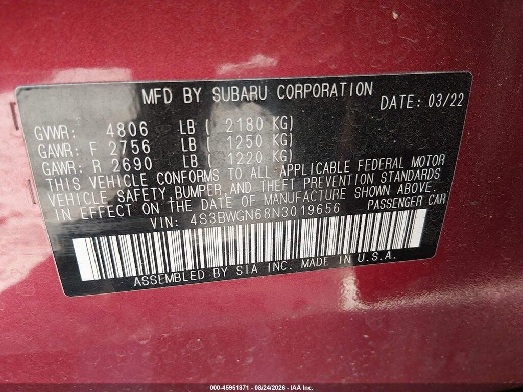 4S3BWGN68N3019656 2022 SUBARU LEGACY photo no. 9