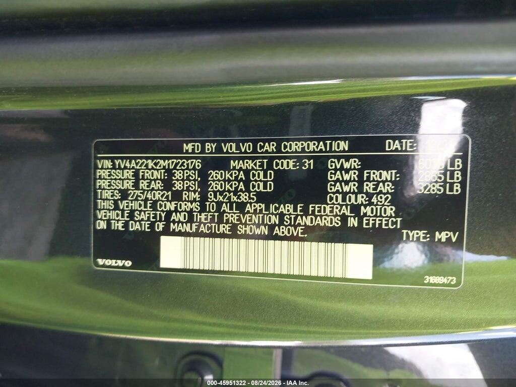 YV4A221K2M1723176 2021 VOLVO XC90 photo no. 9