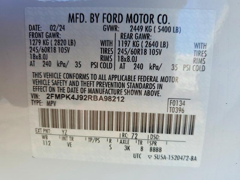 2024 FORD EDGE SEL — Фото 13 из 13