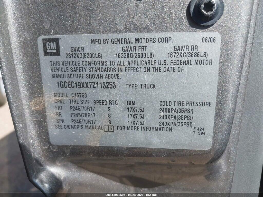 1GCEC19XX7Z113253 2007 CHEVROLET SILVERADO 1500 CLASSIC photo no. 9