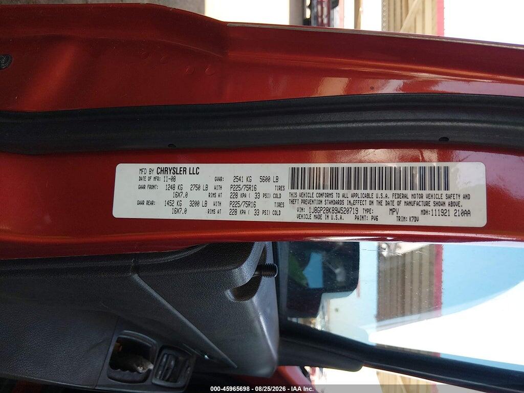 1J8GP28K89W520719 2009 JEEP LIBERTY photo no. 9