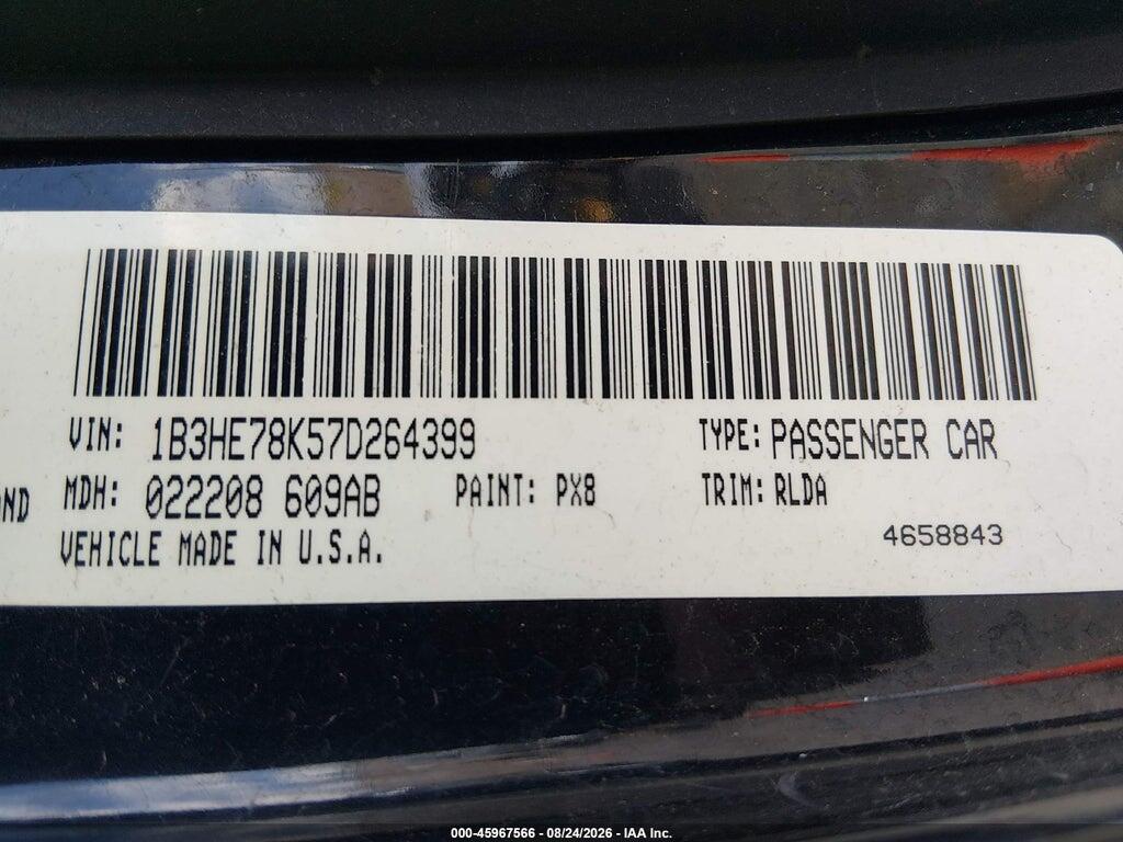 1B3HE78K57D264399 2007 DODGE CALIBER photo no. 9