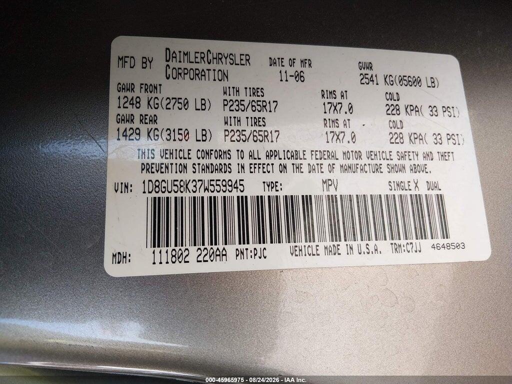 1D8GU58K37W559945 2007 DODGE NITRO photo no. 9