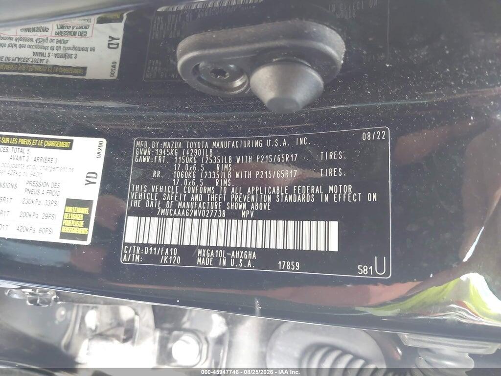 7MUCAAAG2NV027738 2022 TOYOTA COROLLA CROSS photo no. 9