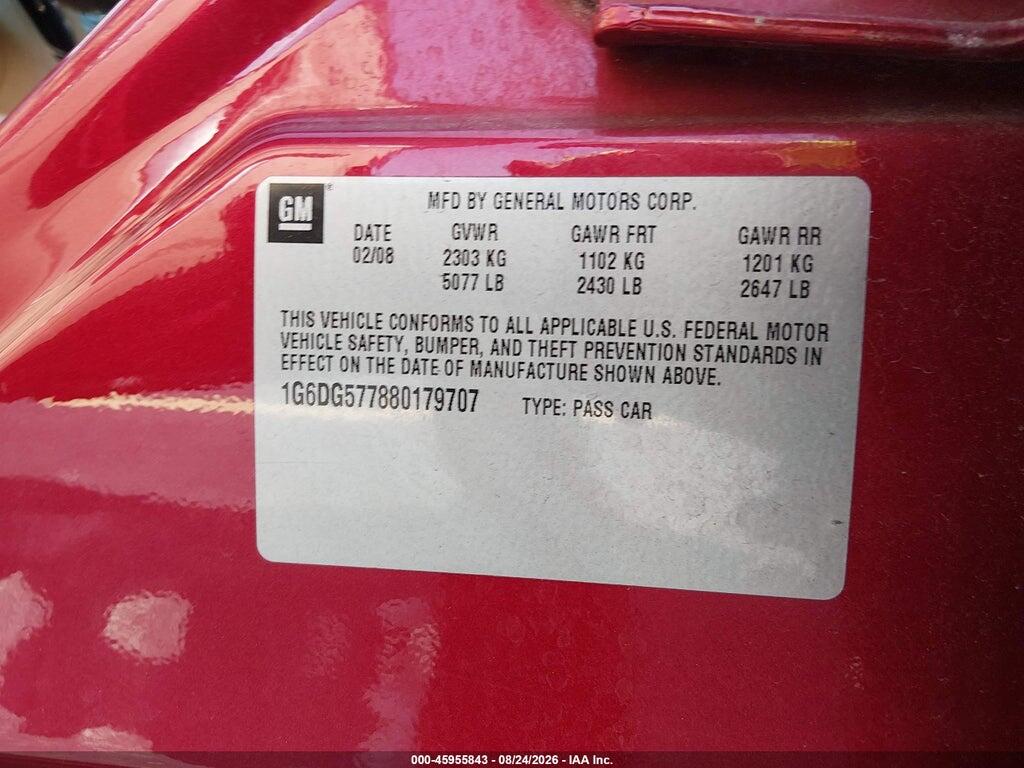 1G6DG577880179707 2008 CADILLAC CTS photo no. 9
