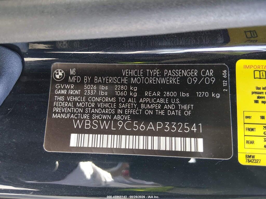 WBSWL9C56AP332541 2010 BMW M3 photo no. 9