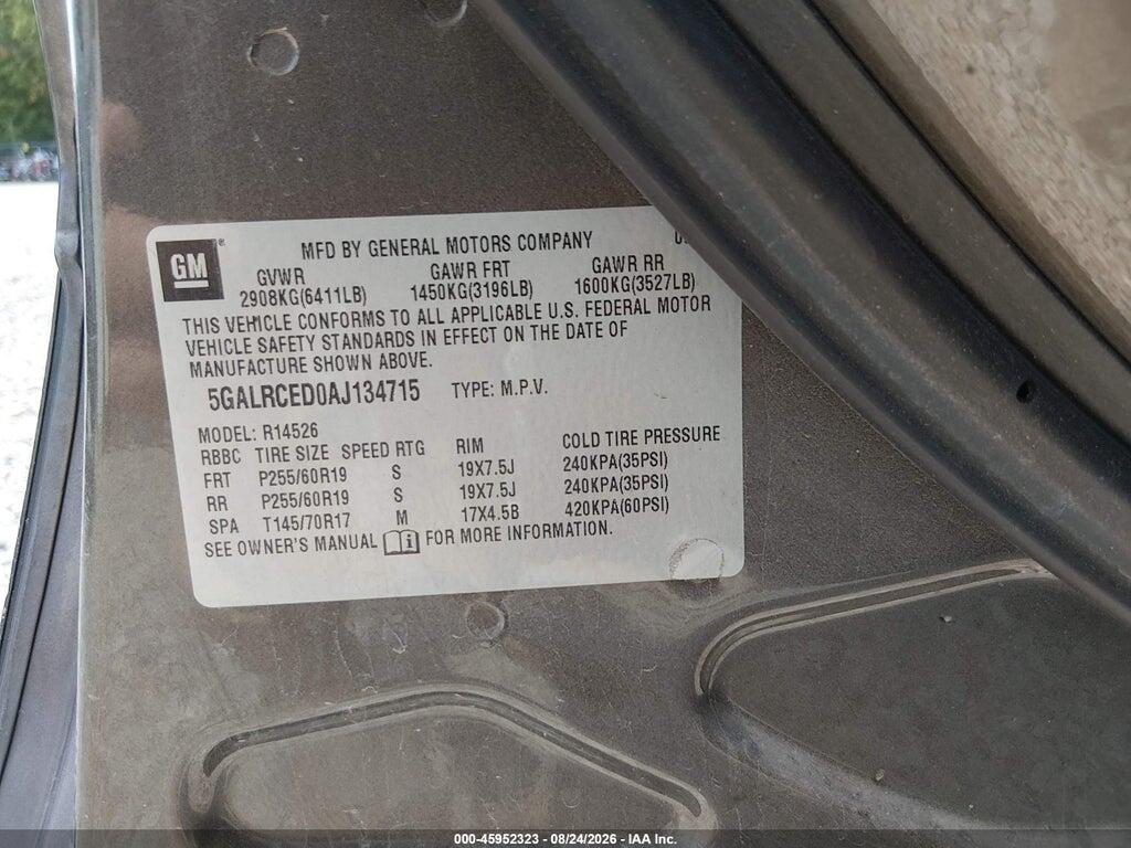 5GALRCED0AJ134715 2010 BUICK ENCLAVE photo no. 9