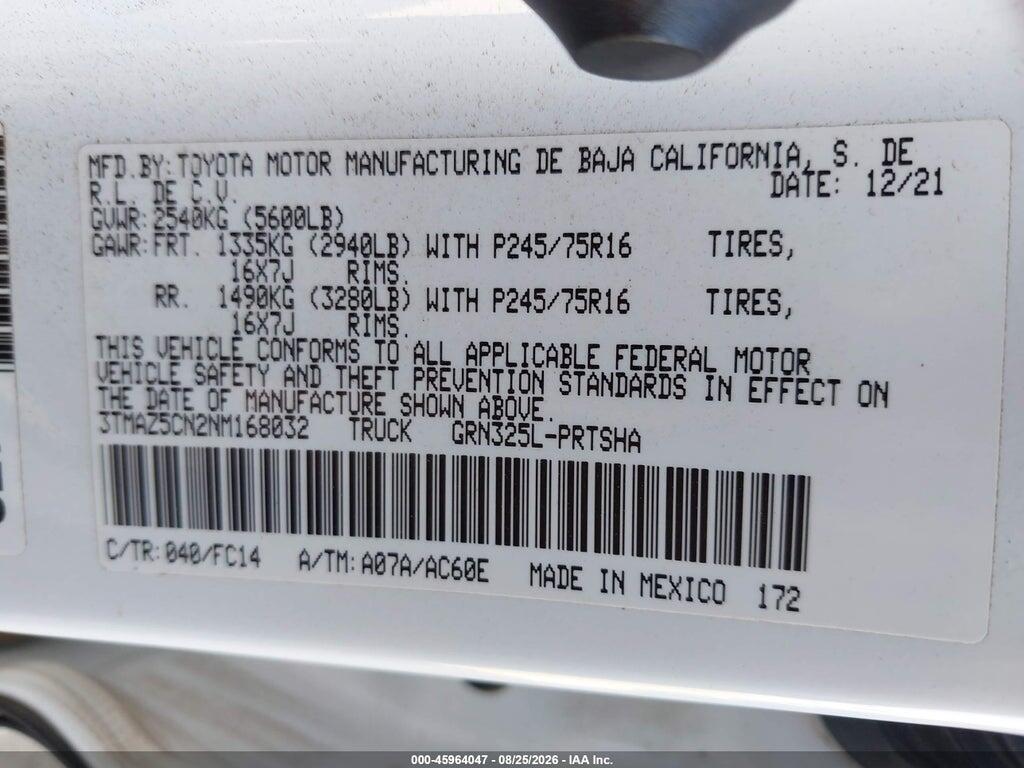 3TMAZ5CN2NM168032 2022 TOYOTA TACOMA photo no. 9