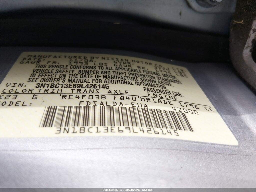 3N1BC13E69L426145 2009 NISSAN VERSA photo no. 9