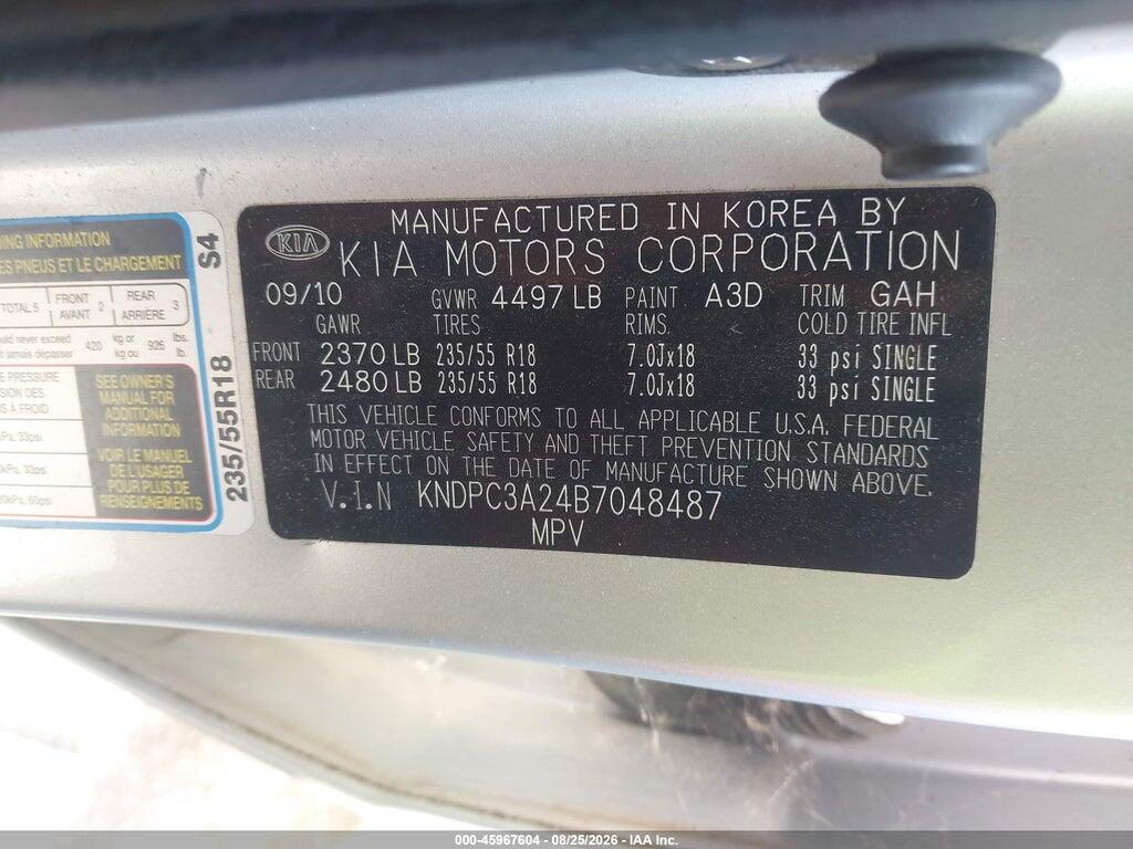 KNDPC3A24B7048487 2011 KIA SPORTAGE photo no. 9