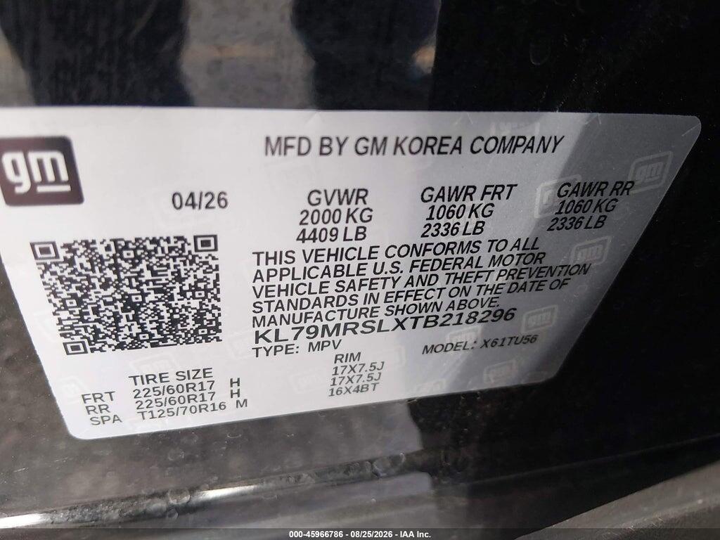 KL79MRSLXTB218296 2026 CHEVROLET TRAILBLAZER photo no. 9
