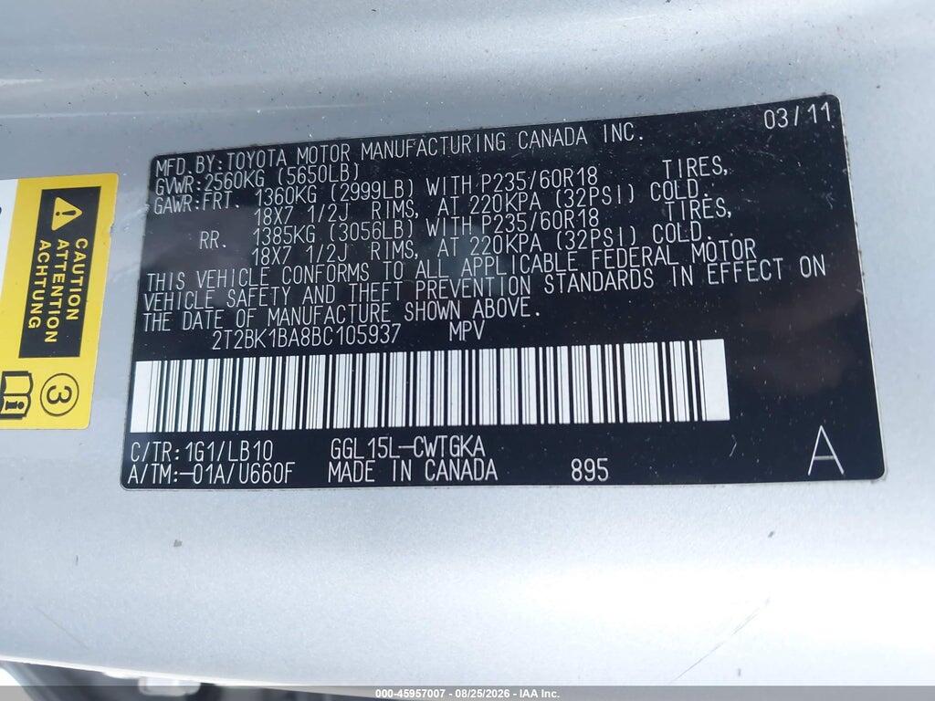 2T2BK1BA8BC105937 2011 LEXUS RX 350 photo no. 9