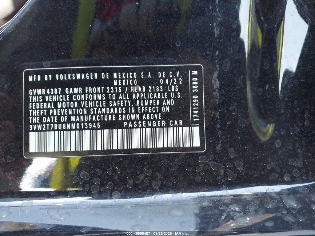 3VW2T7BU8NM013945 2022 VOLKSWAGEN JETTA GLI photo no. 9
