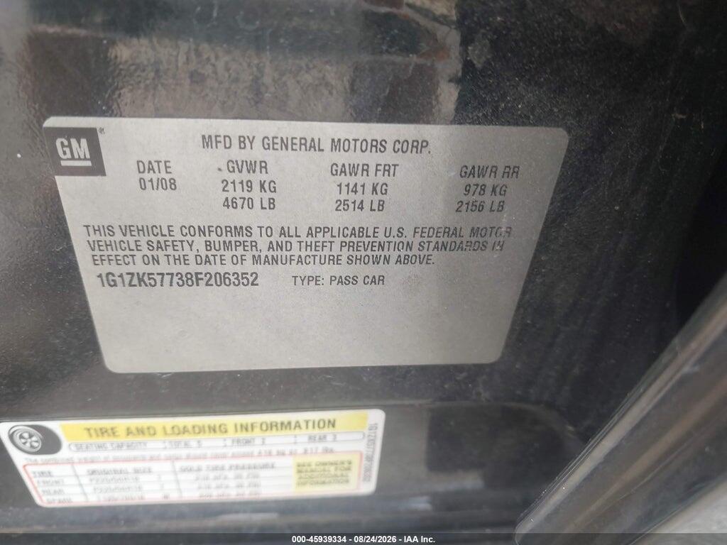1G1ZK57738F206352 2008 CHEVROLET MALIBU photo no. 9