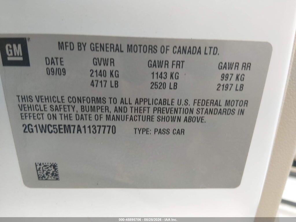 2G1WC5EM7A1137770 2010 CHEVROLET IMPALA photo no. 9