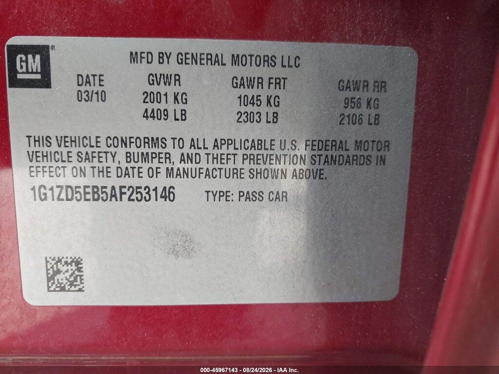 1G1ZD5EB5AF253146 2010 CHEVROLET MALIBU photo no. 9