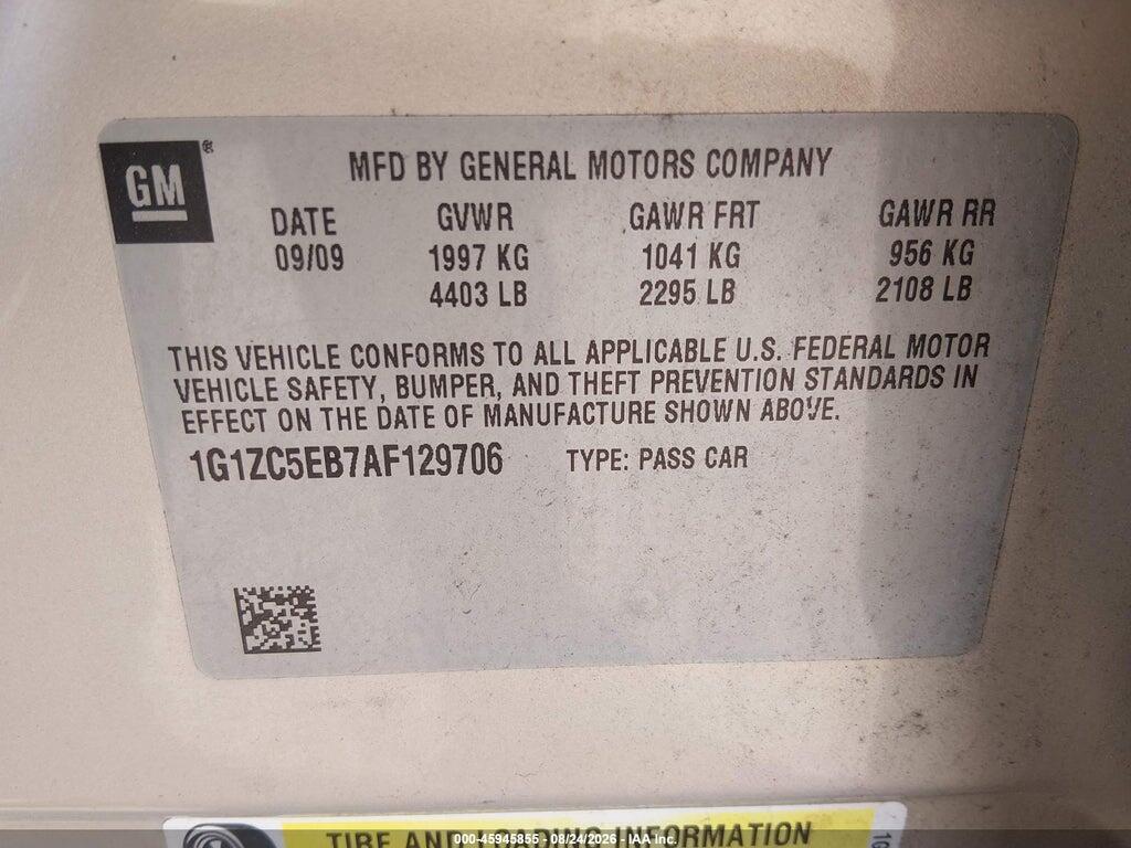 1G1ZC5EB7AF129706 2010 CHEVROLET MALIBU photo no. 9