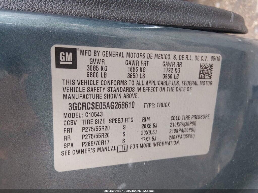 3GCRCSE05AG268610 2010 CHEVROLET SILVERADO 1500 photo no. 9