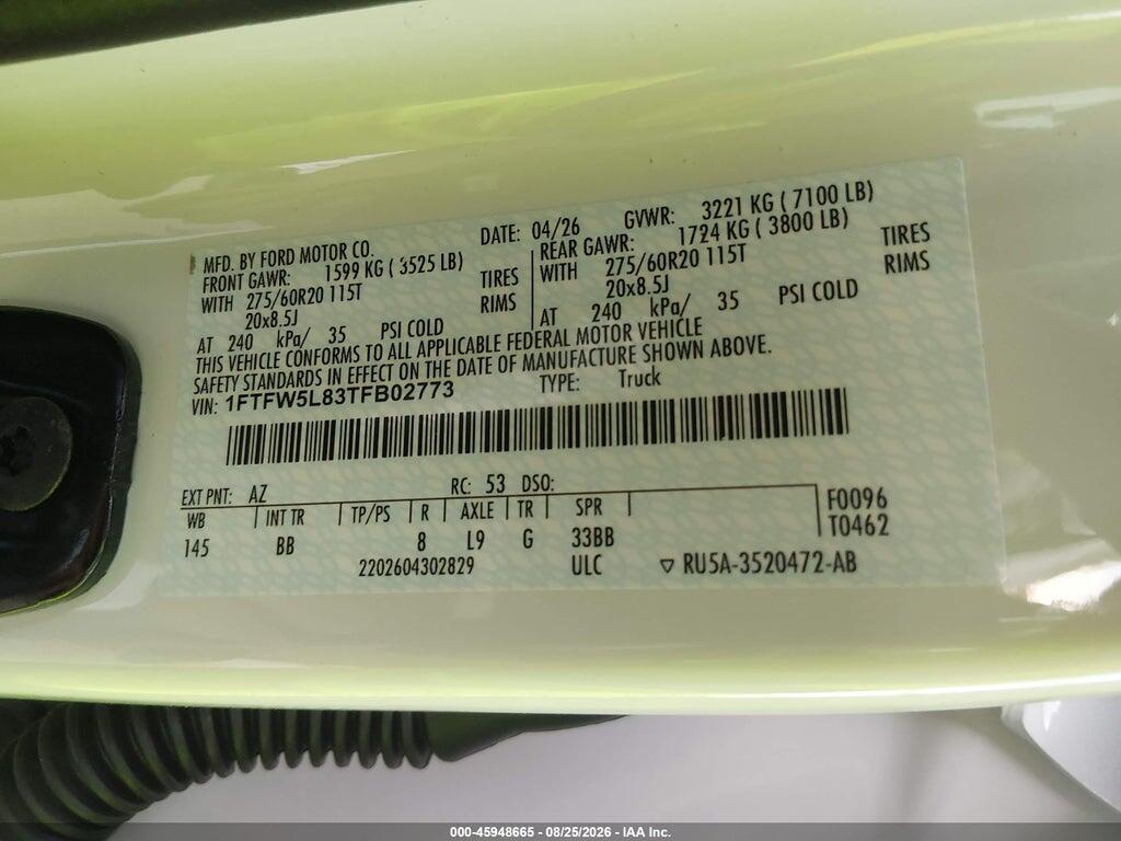 1FTFW5L83TFB02773 2026 FORD F-150 photo no. 9