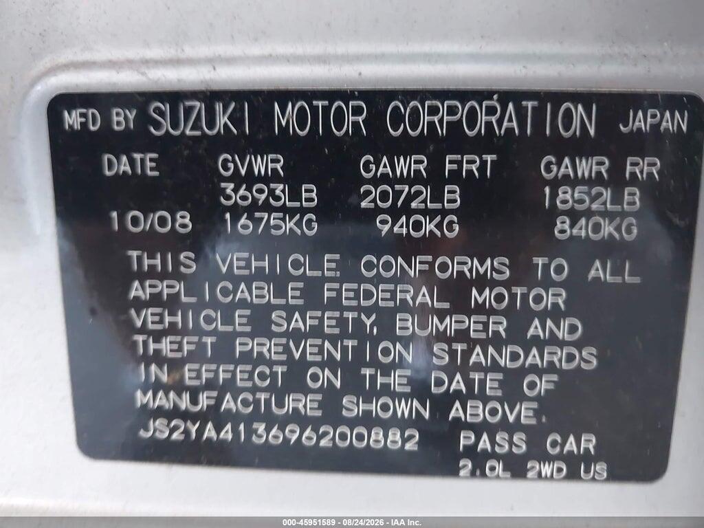 JS2YA413696200882 2009 SUZUKI SX4 photo no. 9