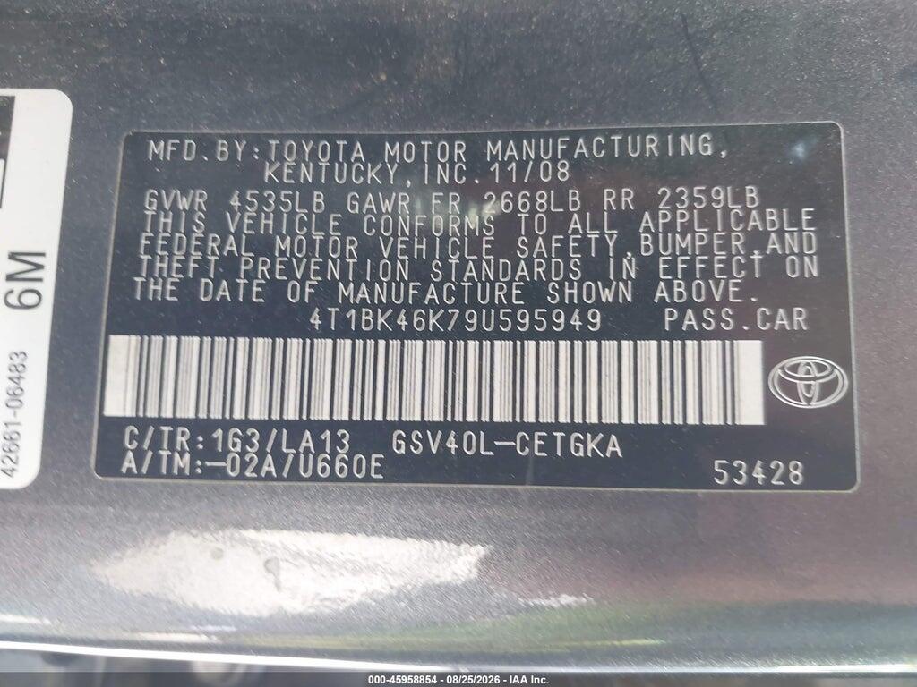 4T1BK46K79U595949 2009 TOYOTA CAMRY photo no. 9