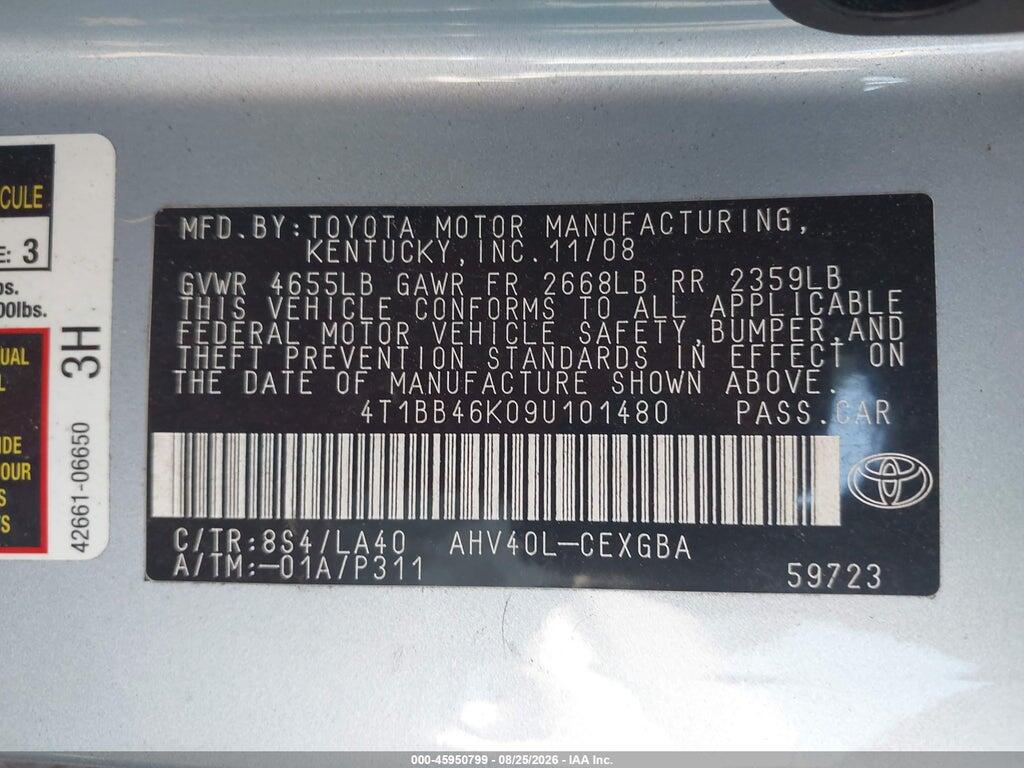 4T1BB46K09U101480 2009 TOYOTA CAMRY HYBRID photo no. 9